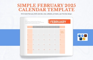 Simple February 2025 Calendar Template