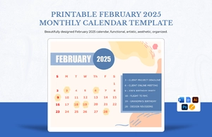 Printable February 2025 Monthly Calendar Template