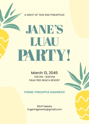 Pineapple Luau Birthday Invitation