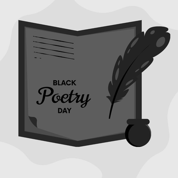 Free Black Poetry Day Clipart Template to Edit Online