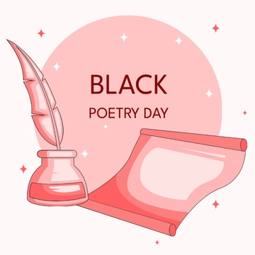 Free Black Poetry Day Cartoon Clipart Template to Edit Online