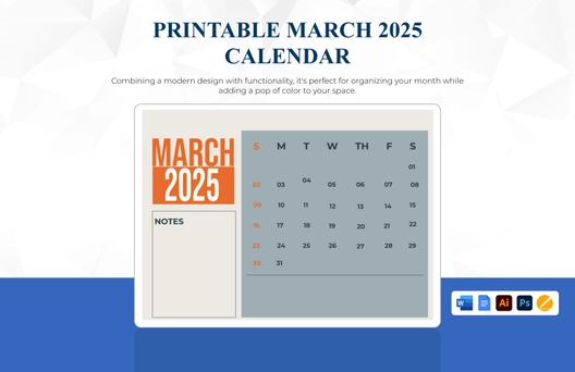 Printable March 2025 Calendar Template