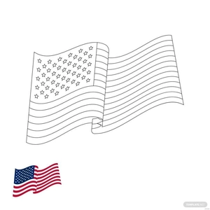 Flowing American Flag Coloring Page