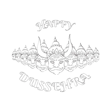 Free Dussehra Sketch Clipart Template to Edit Online
