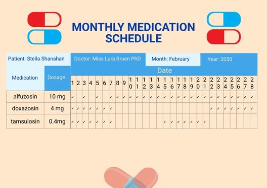 Monthly Medication Chart