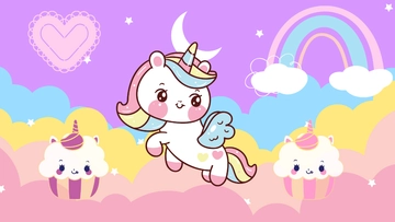 Free Kawaii Unicorn Background Template to Edit Online