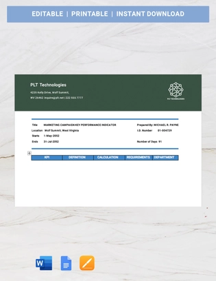 Marketing Campaign KPI Template