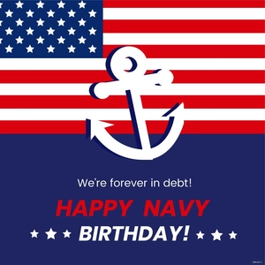 Navy Birthday Greeting Card Vector