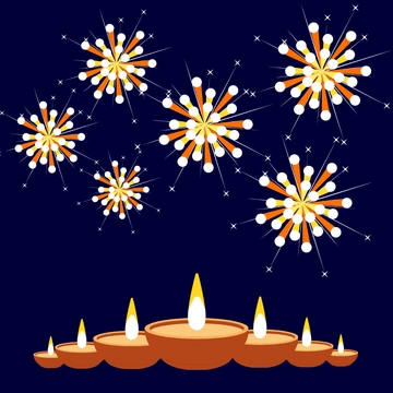 Free Diwali Fireworks And Diya Clipart Template to Edit Online