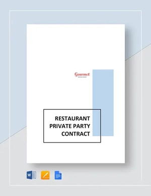Restaurant Private Party Contract Template