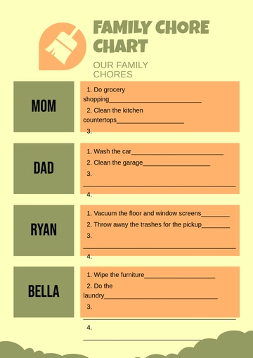 Free Family Chore Chart Template to Edit Online