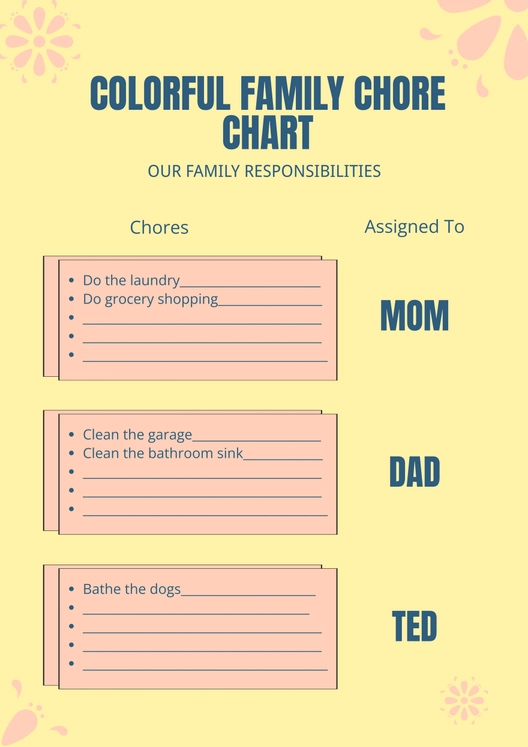 Colorful Family Chore Chart Colorful Family Chore Chart