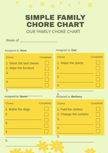 Free Simple Family Chore Chart Template to Edit Online