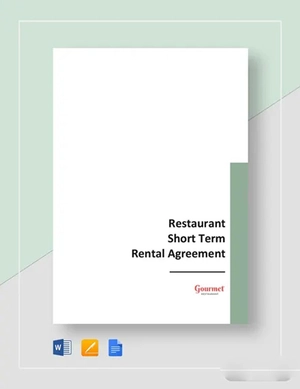 Restaurant Short Term Rental Agreement Template