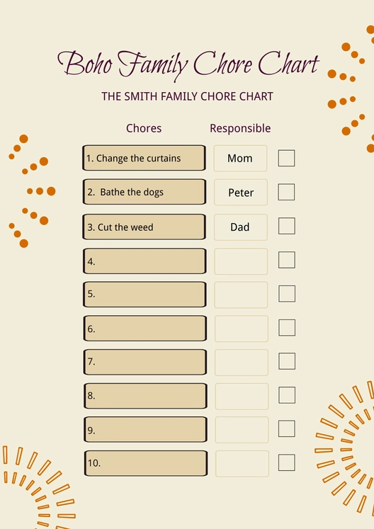 Boho Family Chore Chart Boho Family Chore Chart