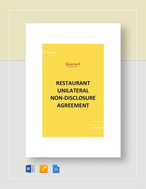 Restaurant Unilateral Nondisclosure Agreement Template