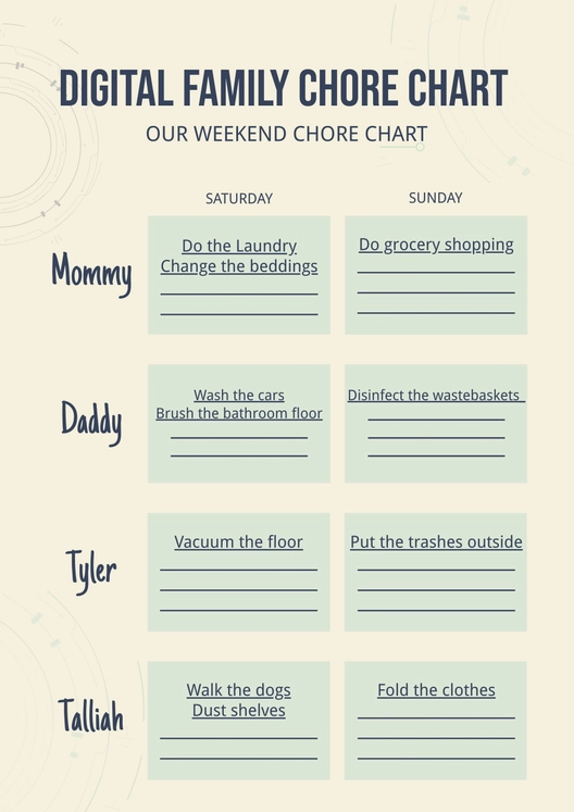 Digital Family Chore Chart Digital Family Chore Chart