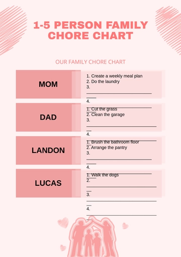 Free 1-5 Person Family Chore Chart Template to Edit Online