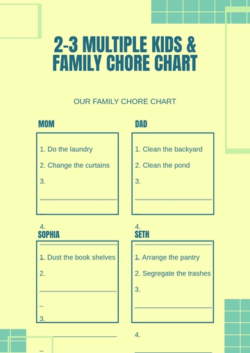 Free 2-3 Multiple Kids & Family Chore Chart Template to Edit Online
