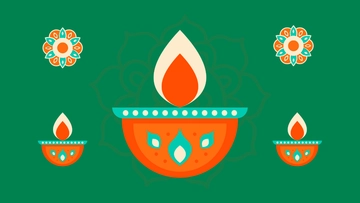 Free Diwali Green Background Template to Edit Online
