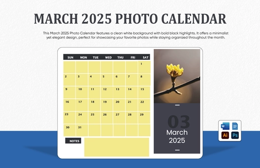 March 2025 Photo Calendar Template
