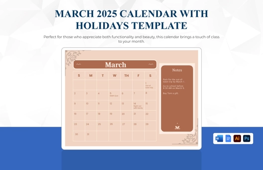 Calligraphy March 2025 Calendar
