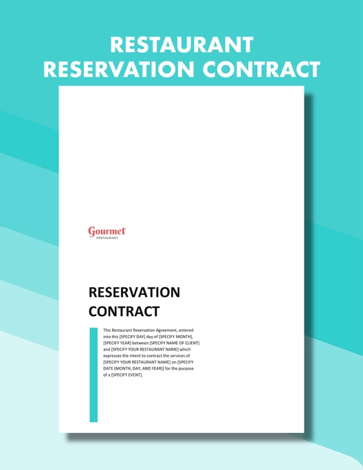 Restaurant Reservation Contract Template