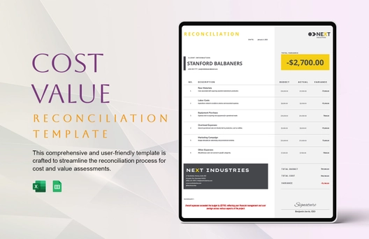 Cost Value Reconciliation Template