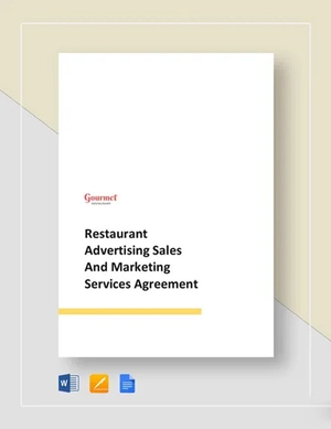 Restaurant Advertising Sales and Marketing Services Agreement Template