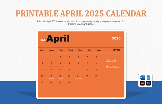 Printable April 2025 Calendar Template