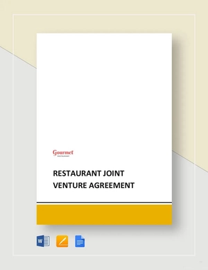 Restaurant Joint Venture Agreement Template