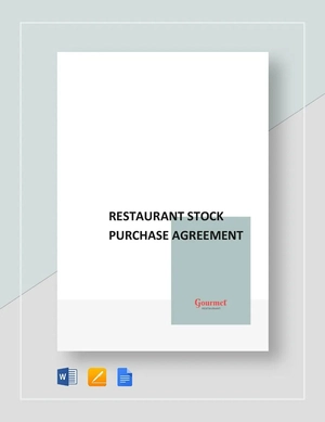 Restaurant Stock Purchase Agreement Template