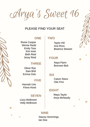 Free Boho Table Seating Chart Template to Edit Online