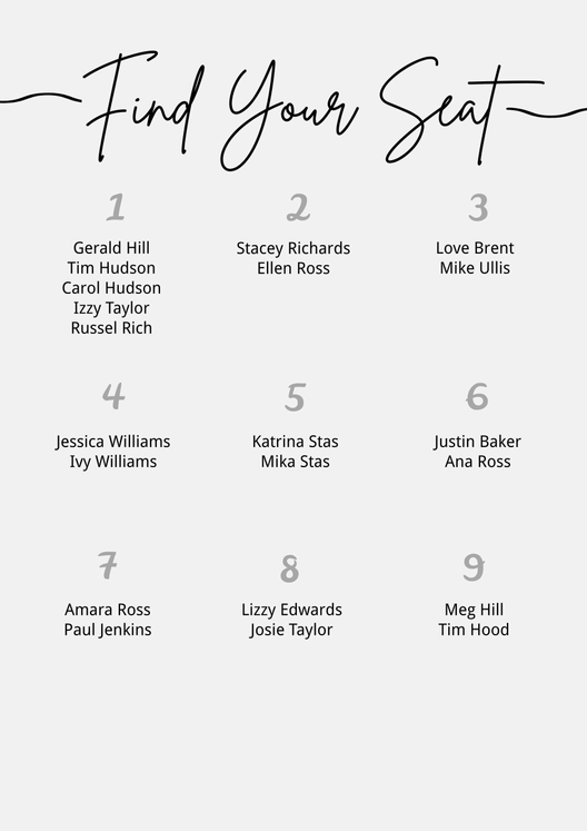 Simple Table Seating Chart
