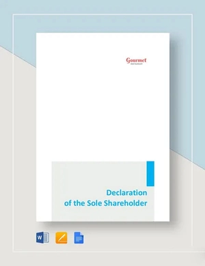 Restaurant Declaration of the Sole Shareholder Template
