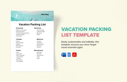 Vacation Packing List Template