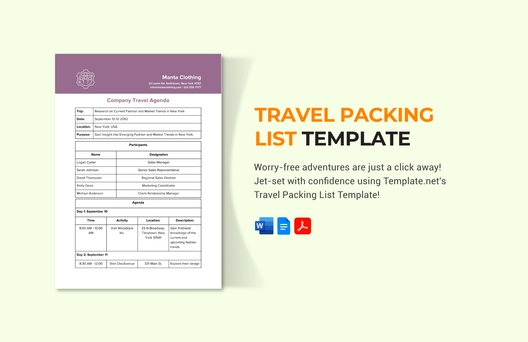 Travel Packing List Template Travel Packing List Template