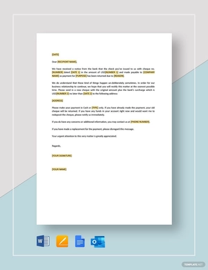 Restaurant Bad Check Notice Template