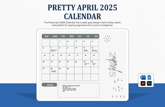 Pretty April 2025 Calendar
