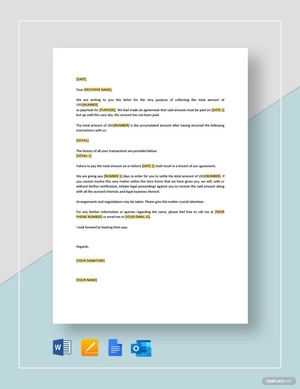Restaurant Demand for Payment Template