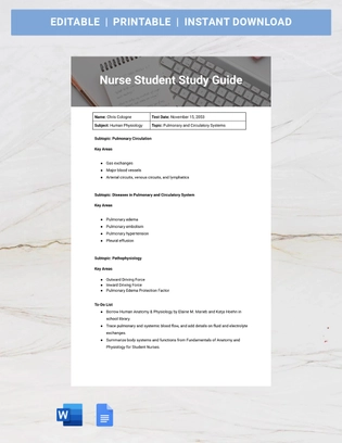 Nurse Student Study Guide