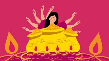 Free Dhanteras Cartoon Background Template to Edit Online