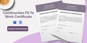 Construction Fit To Work Certificate Template