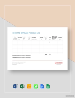 Weekly Food & Beverage Purchase Log Template