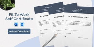 Fit To Work Self Certificate Template