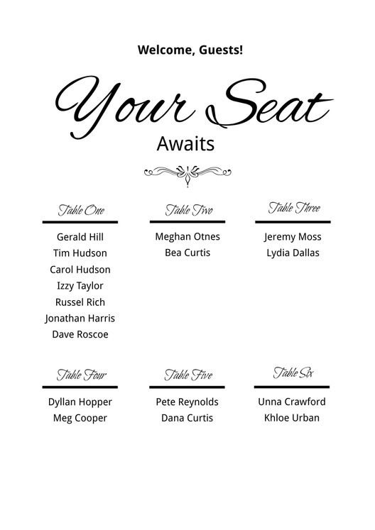 Classic Table Seating Chart