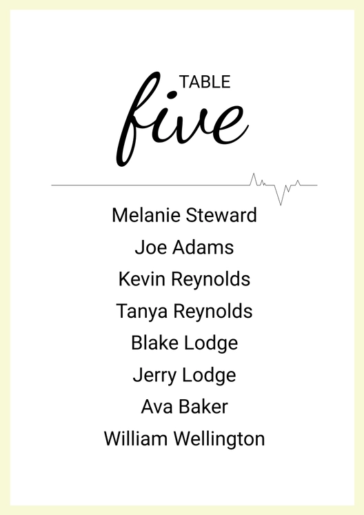 Single Table Seating Chart