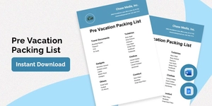 Pre Vacation Packing List Template Pre Vacation Packing List Template