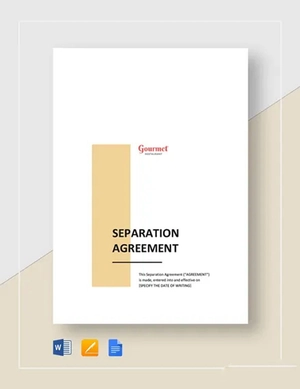 Restaurant Separation Agreement Template