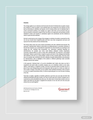 Restaurant Website Privacy Policy Template